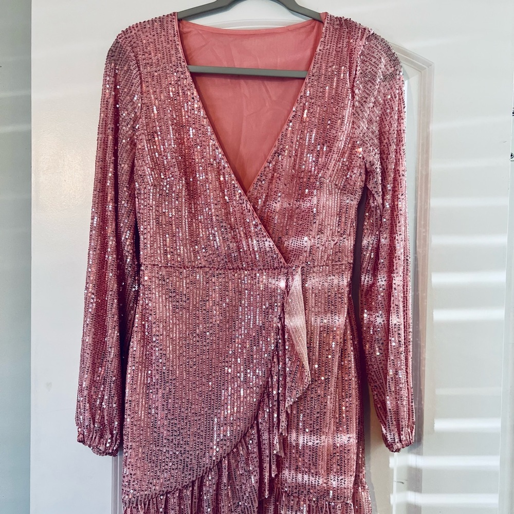 Long sleeve sequin dress. Size small. Worn once.